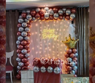 Birthday Wall With Neon Decor