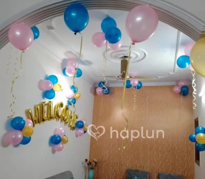 Blue Pink Welcome Decor