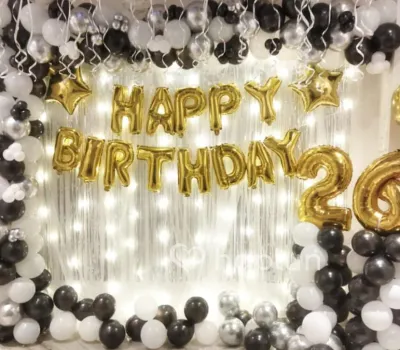 Black White Sparkle Birthday Decor