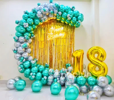 Chrome Balloon Birthday Backdrop