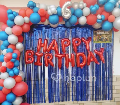 Blue Red Silver Wall Decor