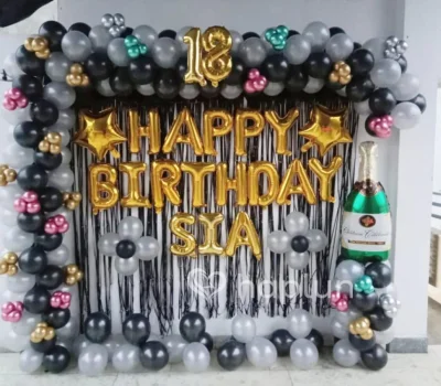 Silver Black Birthday Decor With Name