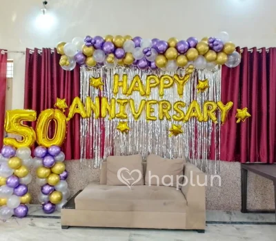 Purple Golden Anniversary Backdrop Decoration