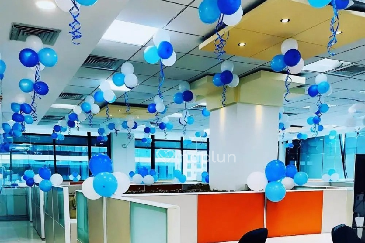 Blue White Theme Office Decoration