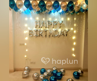 Blue and Silver Balloon Decor