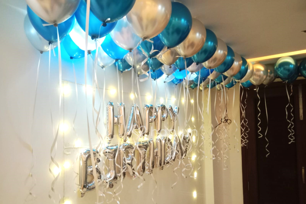 Blue and Silver balloon combination decoration