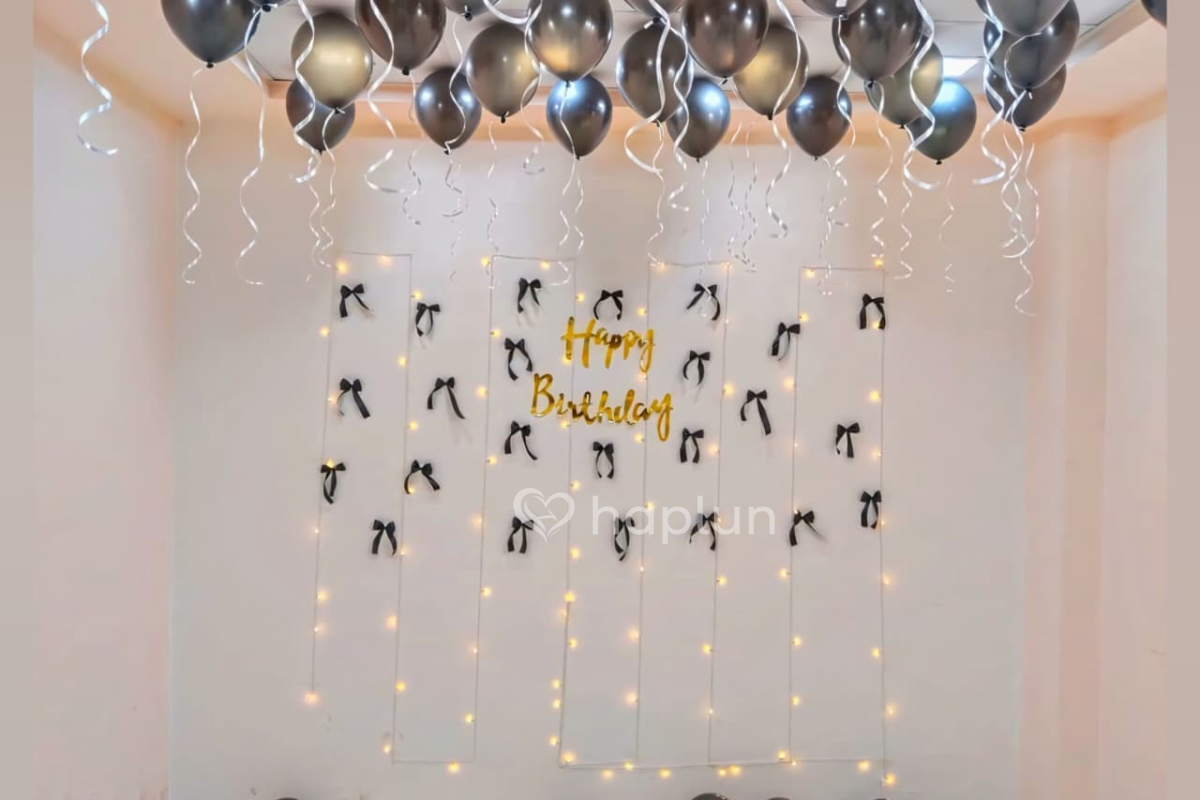 Aesthetic Black Bow Balloon Decoration