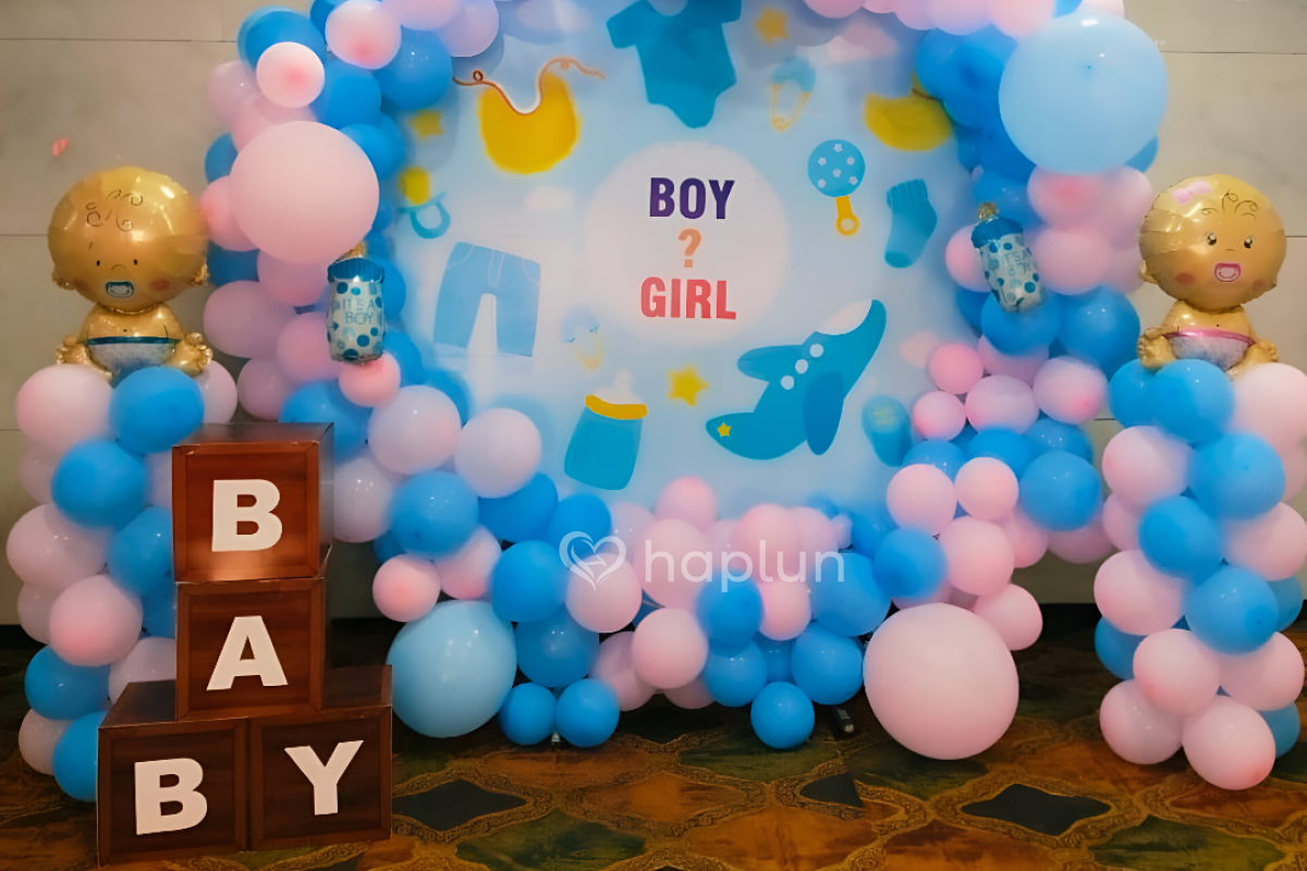 Baby Shower Pink and Blue Flex Ring Setup
