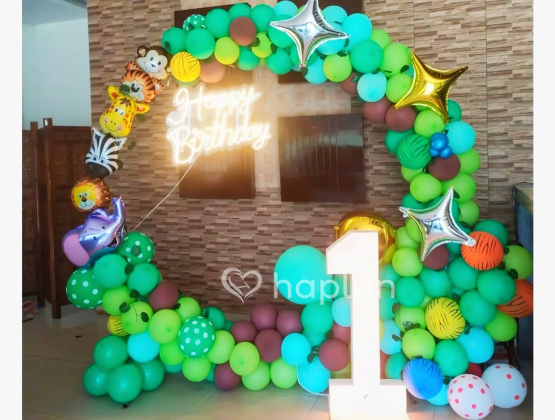 Jungle Theme Ring With Neon Number