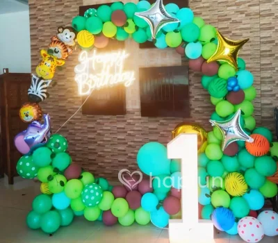 Jungle Theme Ring With Neon Number