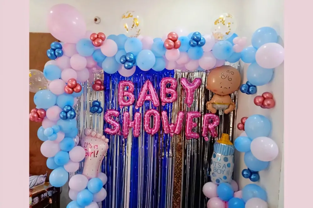 Baby shower backdrop at home ideas