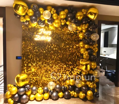 Black and Golden Sequin Balloon Decor