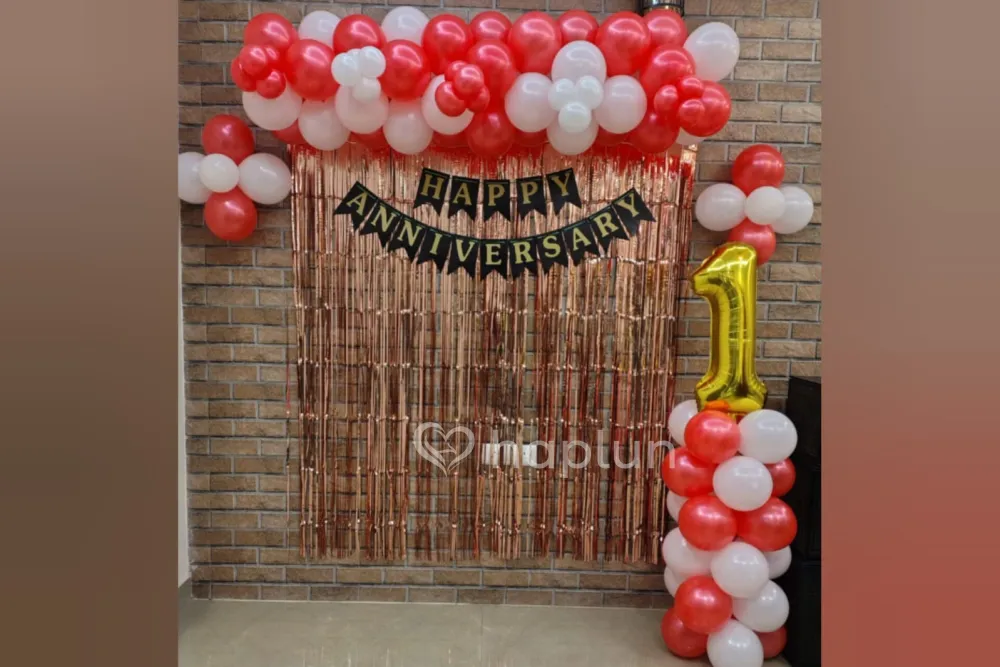Elegant Red & White Anniversary Decor