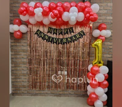 Elegant Red & White Anniversary Decor