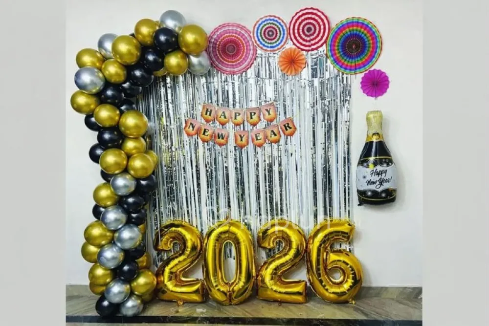 Golden and Black New Year Celebration Decoration