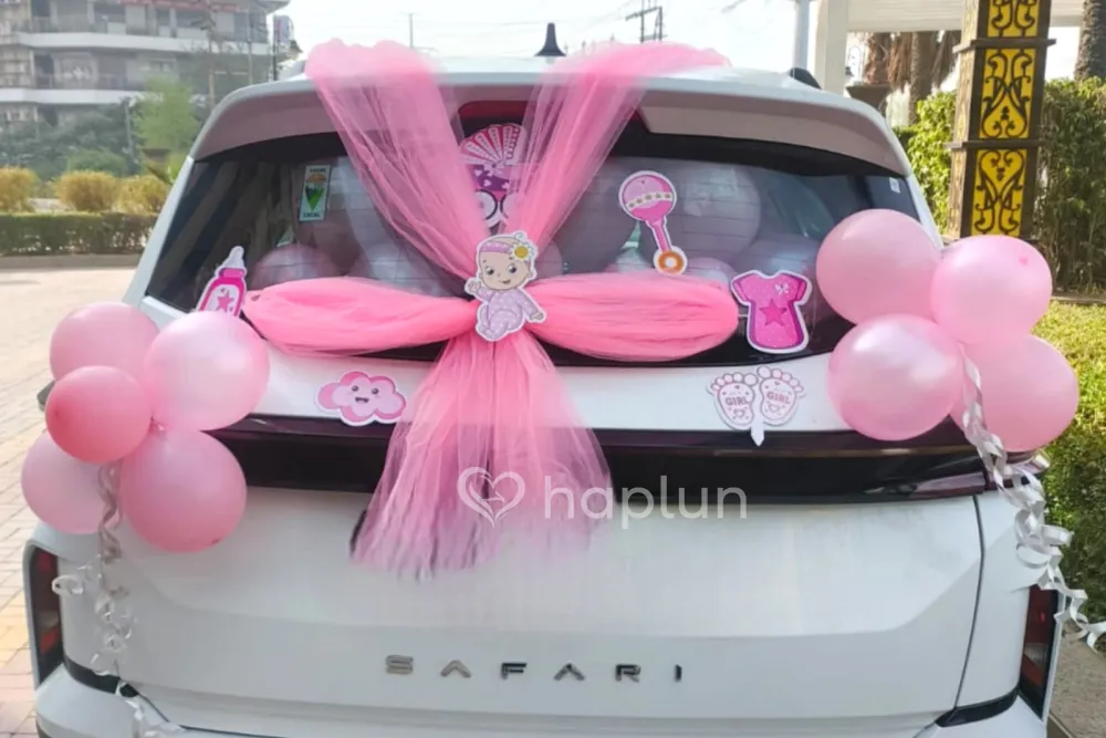 Baby Girl Car Dikki Decor with Net Cloth