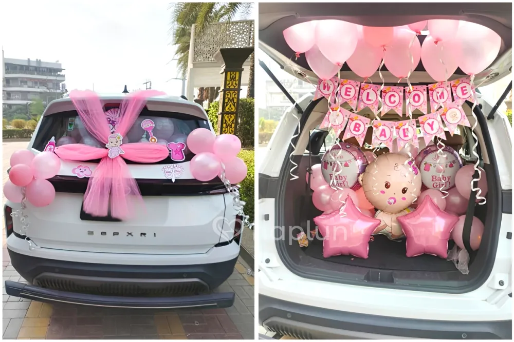 Baby Girl Car Dikki Decoration with Net cloth