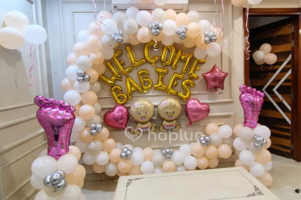 Blush Pink Twins Welcome Surprise