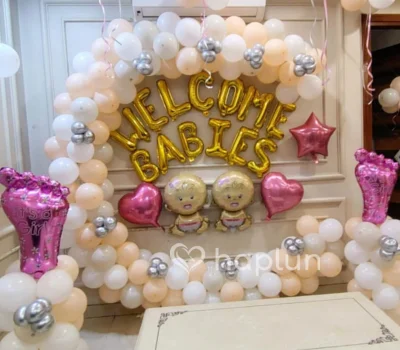 Blush Pink Twins Welcome Surprise
