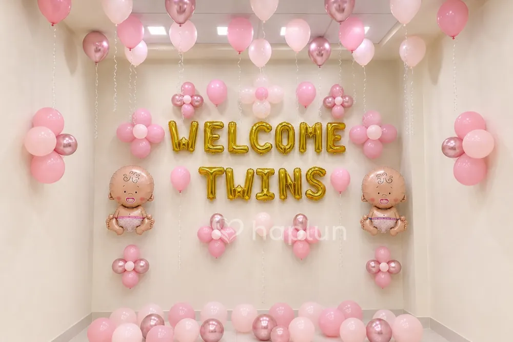 Twins Baby Girl Welcome Decor