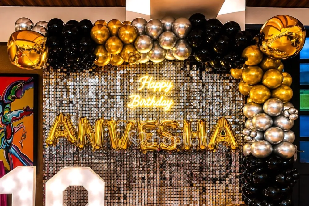 Elegant Silver Sequin Birthday Setup