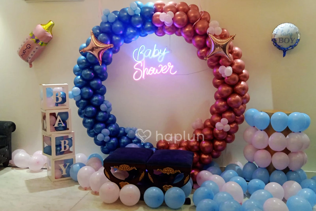Baby Shower Ring Setup Decoration With Neon Light