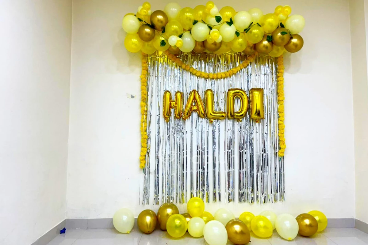 Background haldi ceremony decoration at home low cost