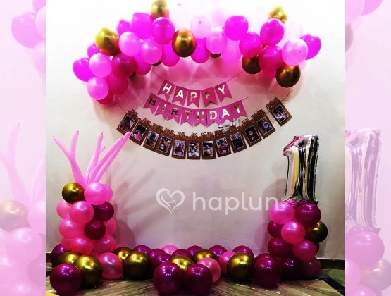 Baby girls birthday decoration