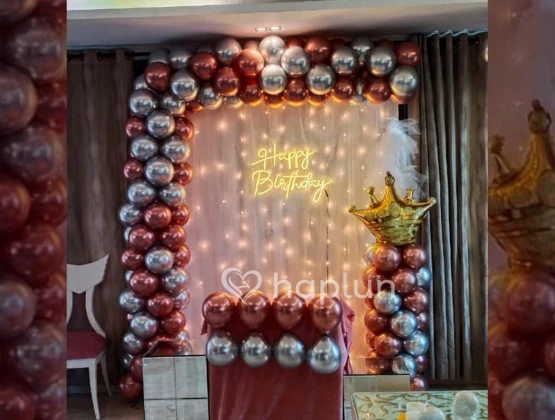 Birthday Wall With Neon Decoration