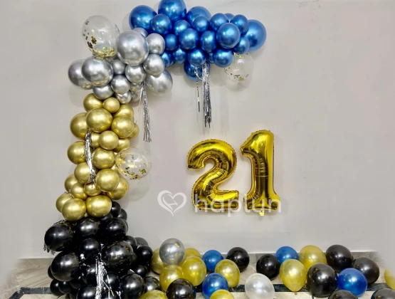 21st Birthday Decoration at Home with Chrome and Mix Balloons