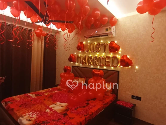 Just married decoration for wedding night