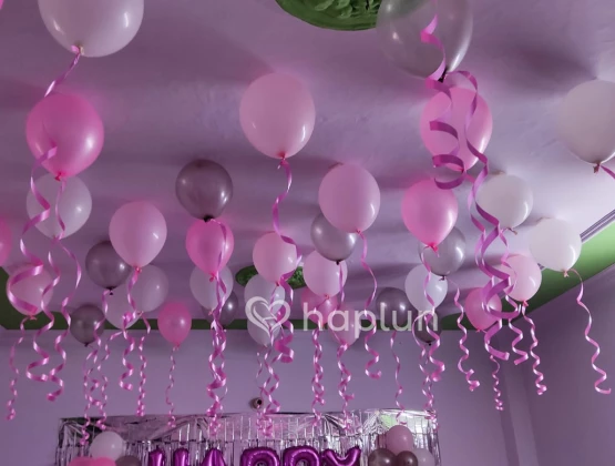 beautiful birthday decoration with balloons