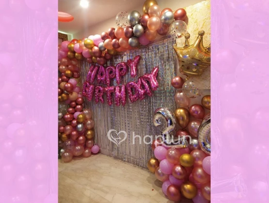 Garland Balloon Decoration with pink theme