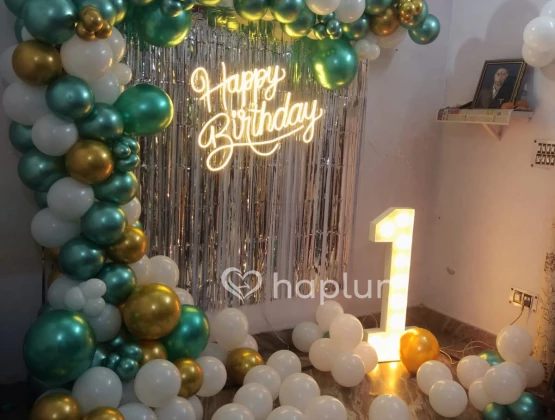 Kids  1st Birthday Balloon Decoration at Home