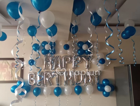 Blue and Silver Balloons Decoration