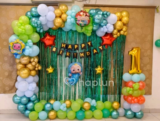 1st birthday decoration with Cocomelon theme
