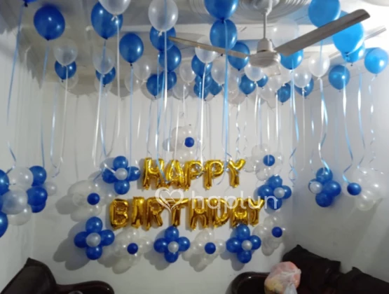 Blue Silver Birthday Balloon Decoration