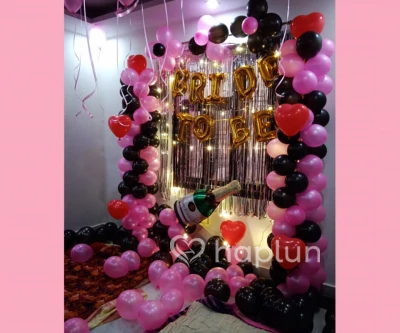 Haplun Balloon Decoration At Home In Delhi Ncr Surprises For Birthday Anniversary - Purple And Gold Party Decoration Ideas