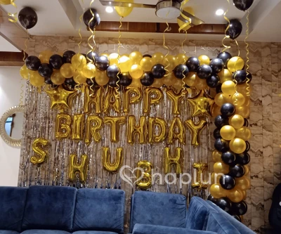 Black Golden Birthday Arch Decoration